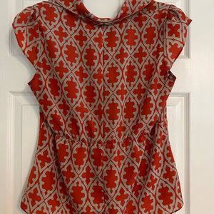 Banana Republic, Women’s Petite Large cap sleeve blouse in orange/tan